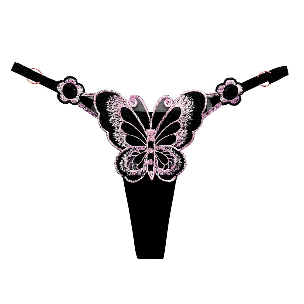 可调节蝴蝶刺绣丁字裤 Adjustable Butterfly Embroidered Thong