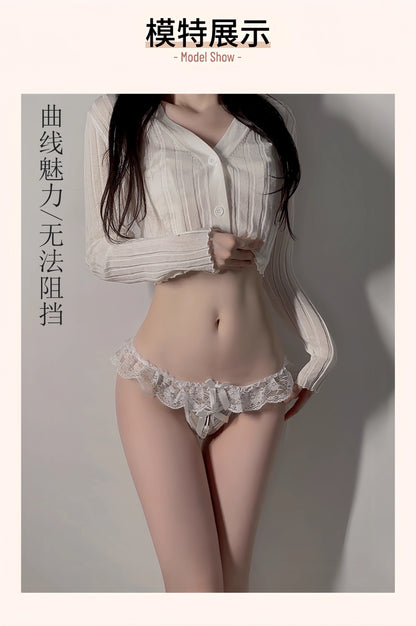 仙女蕾丝串珠开档丁字裤 Flirty Laced and Beaded Crotchless Thong