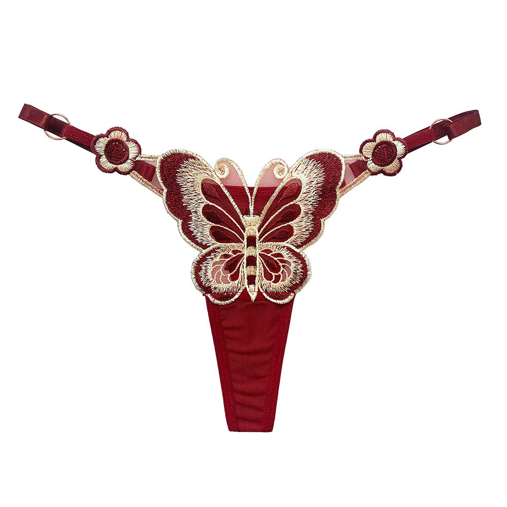 可调节蝴蝶刺绣丁字裤 Adjustable Butterfly Embroidered Thong